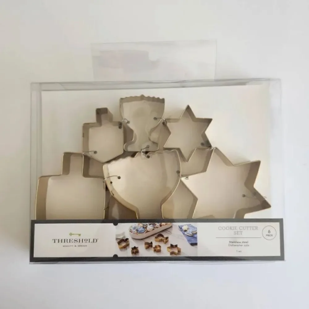 NEW 6pc Target Cookie Cutter Set Dreidel Hanukah Menorah Stainless Steel